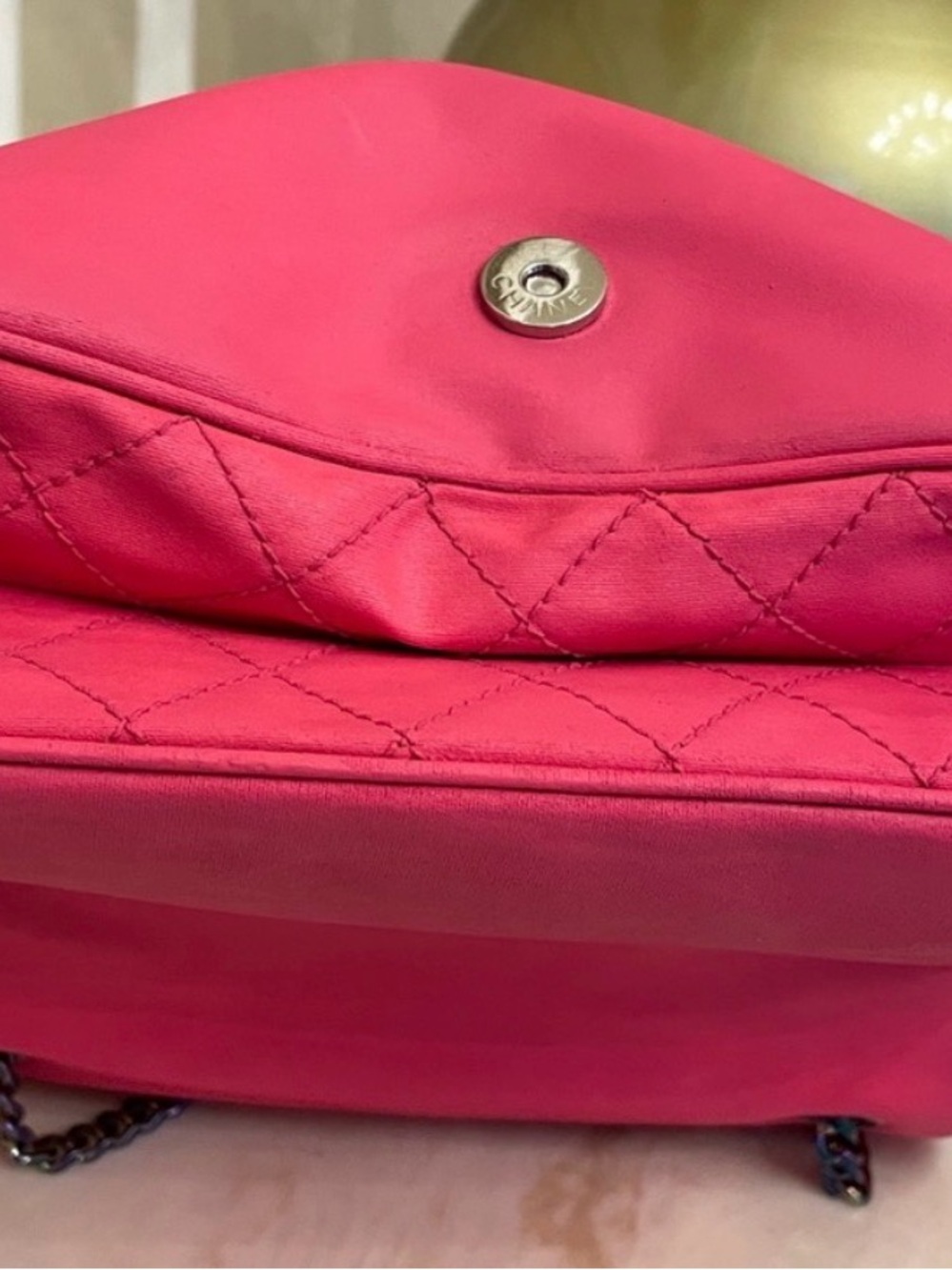 CHANEL Hot Pink Small Flap Crossbody with Iridescent Crystal CC - Picture 7 of 12